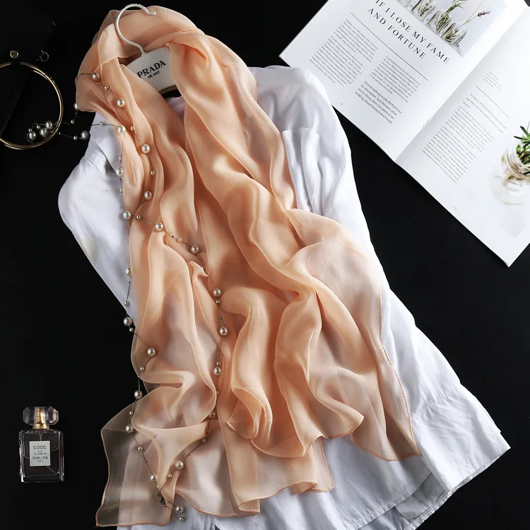 

Fashion Solid Kerchief Women Head Scarf For Hair Silk Neck Scarfs Female one