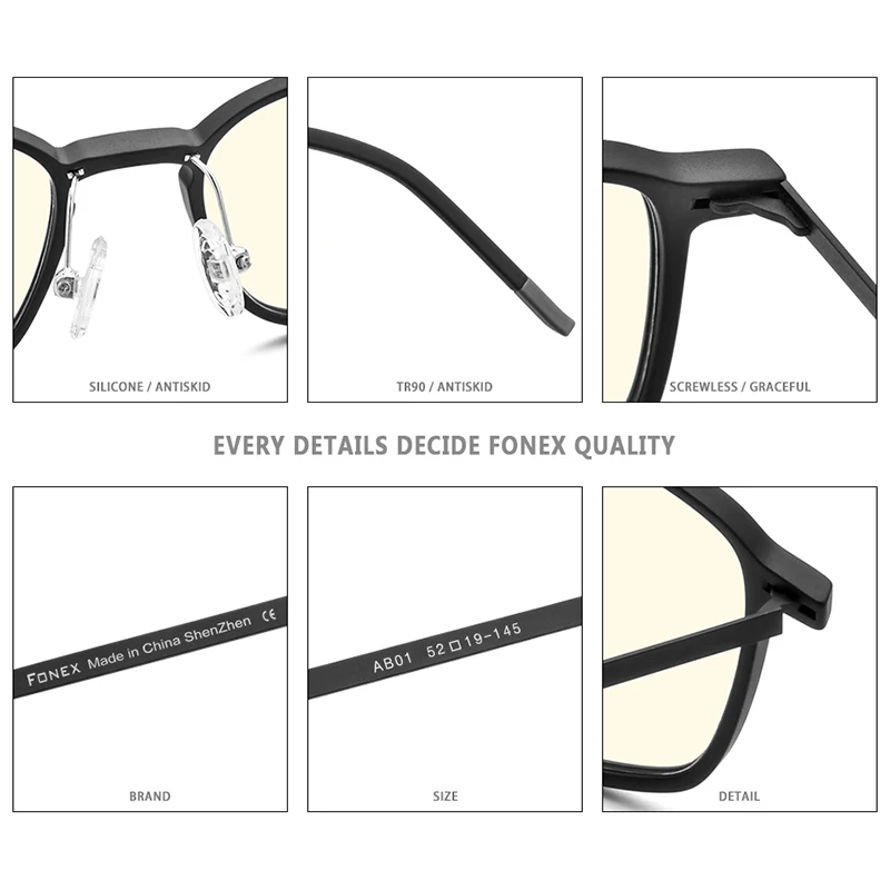 FONEX высокое качество TR90 антибликовыми свойствами светильник очки Для мужчин