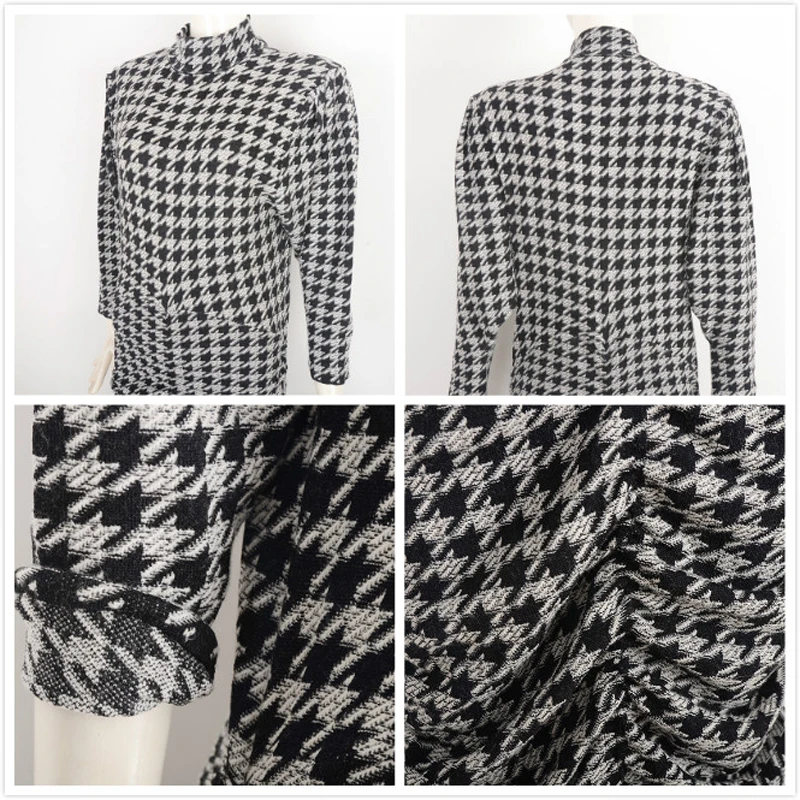 Женское винтажное трикотажное платье миди в клетку облегающее твидовое с