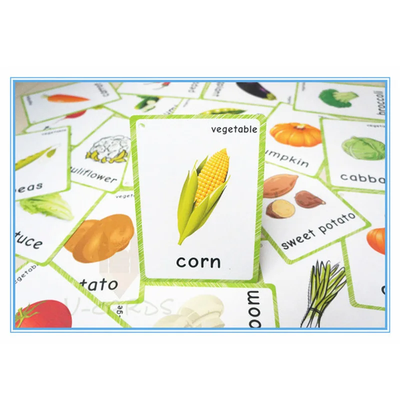 20pcs Montessori Educational Toys Vegetables Flash Cards For Kids Early Learning Word Card Kindergarten Memory Spelling Game | Игрушки и