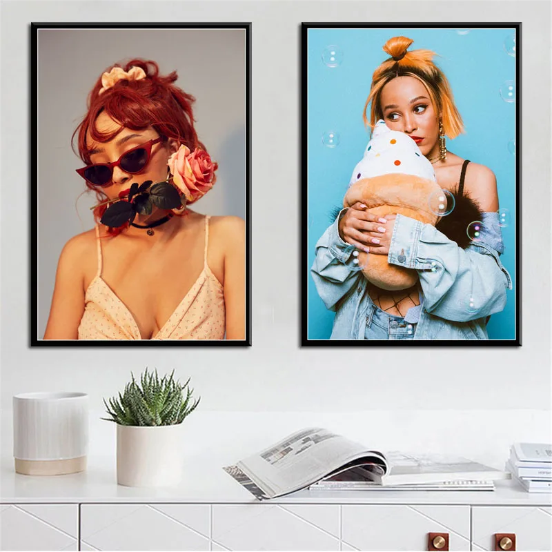 

American Female Singer Canvas Painting Music Star Doja Cat Portrait Poster Nordic Modern Pictures Home Decoration Living Room