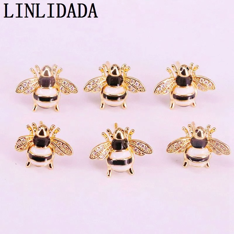 

8Pairs Gold Jewelry Enamel Insect Earring Stud For Women Girls