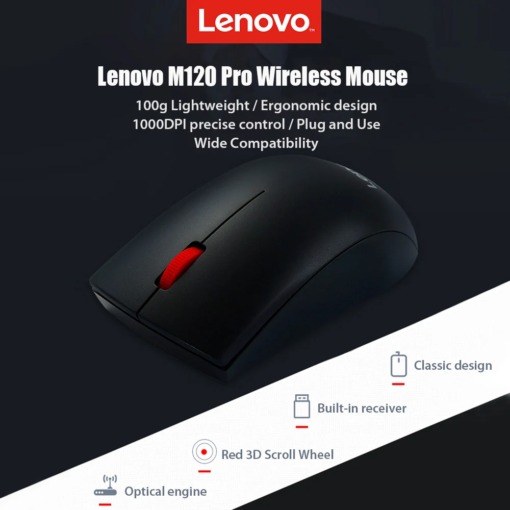 lenovo m120 pro 2 4ghz wireless mouse laptop mouse ergonomic optical wireless mouse computer mice for laptop pc computer mac free global shipping