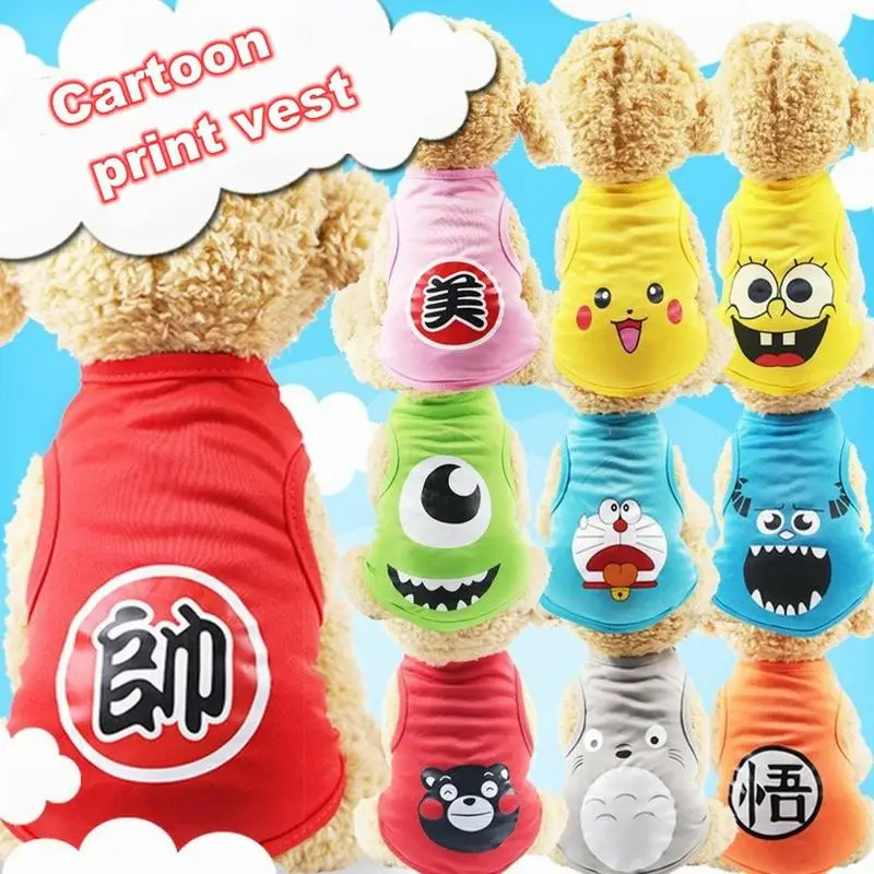 Одежда для собак милые Мультяшные повседневные жилеты одежда маленьких