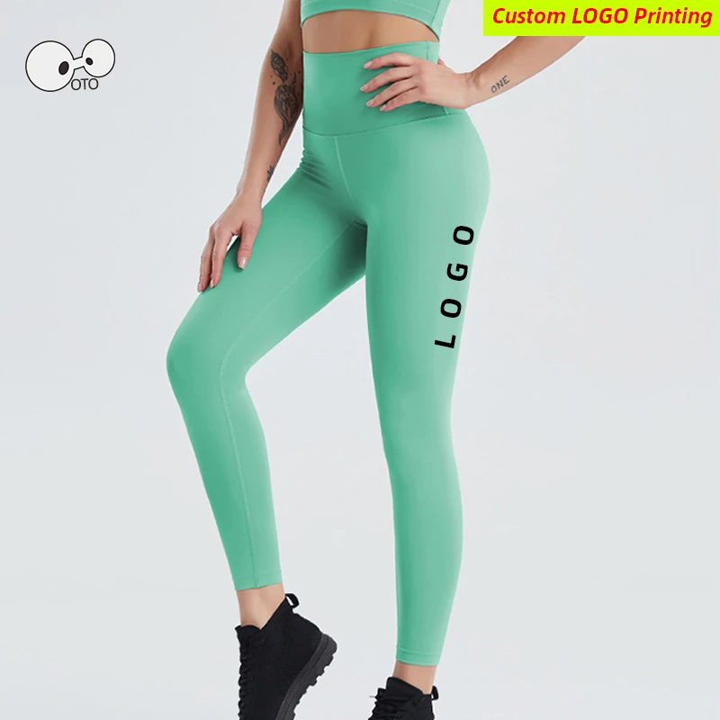 Custom LOGO Quick Dry Yoga Leggings Stretchy High Waist Compression Jogging Tights Push Up Running Women Gym Fitness Sportswear