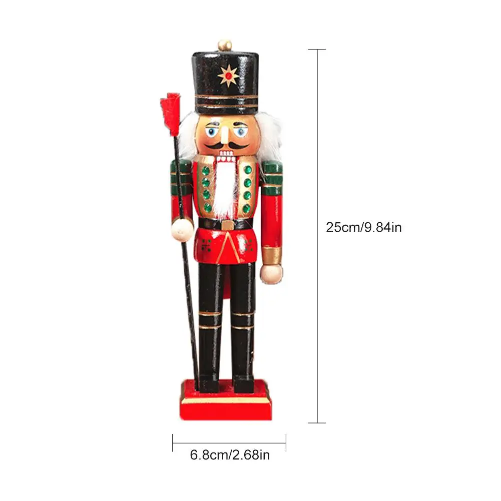 

25CM 4PCS Wooden Doll Nutcracker Handcraft Puppet Wooden Nutcracker Doll Soldier Christmas Decoration Ornaments New Year Decor