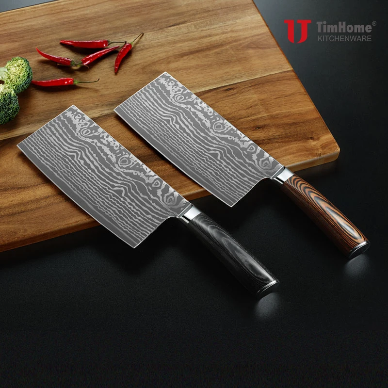 Timhome Германия 4116 нож из нержавеющей стали Мясницкий кухонный с деревянной ручкой