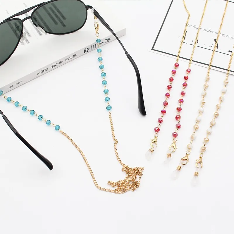

Fashion Reading Glasses Chain for Women Sunglasses Cords Casual 4mm Glass Color Plating Beaded Eyeglass Strap Rope Masks Chain