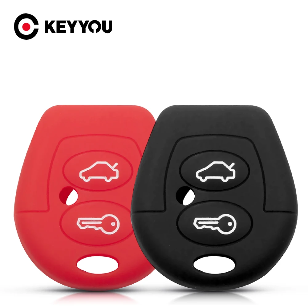 KEYYOU силиконовый чехол для ключей 2 кнопки VW Polo Golf Jetta Bora Sharan Seat Ibiza Leon ключи кожи