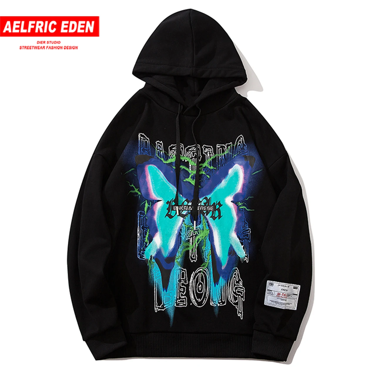 Мужская хлопковая толстовка с капюшоном и принтом бабочки|Мужские толстовки