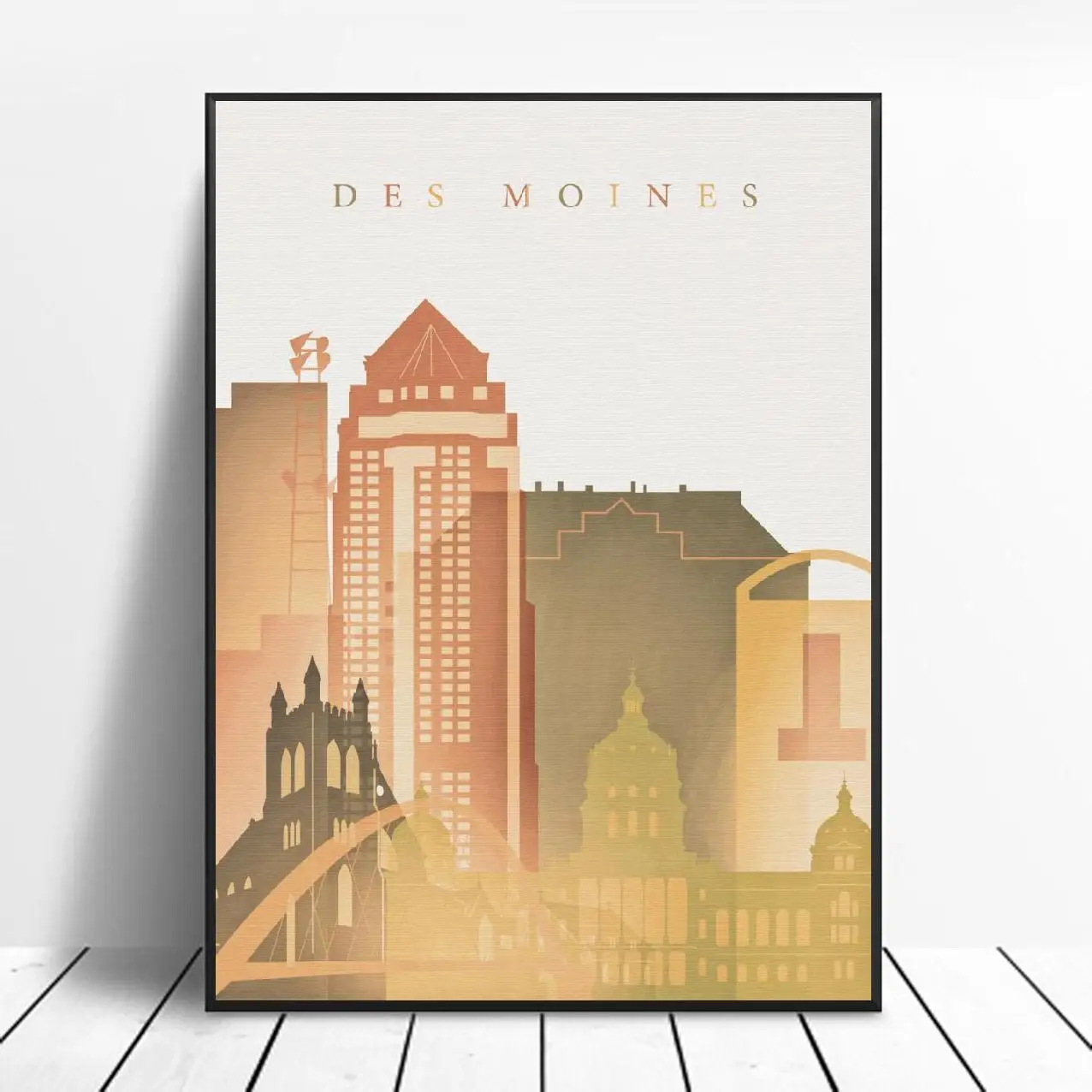 Des Moines Айова горизонт холст печать стены искусства постер картина современная