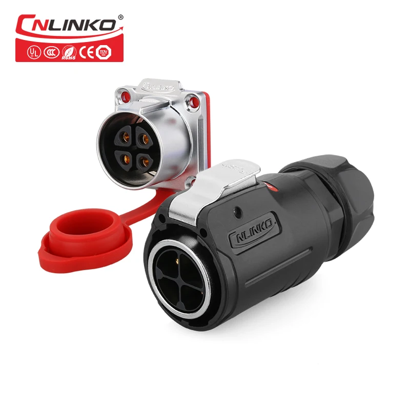 Быстрая блокировка M24 4 контактный разъем питания IP67 водонепроницаемый 25A вилка