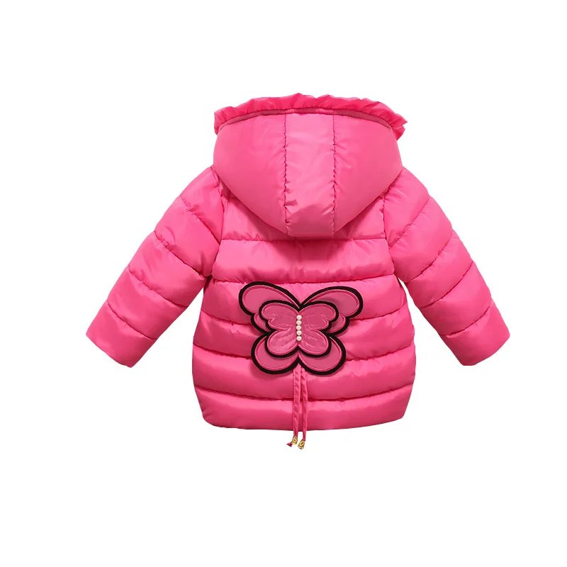 

Winter 2019 New girls' cotton dress children thickened cartoon butterfly hand-stuffed cotton coat girls winter coat.