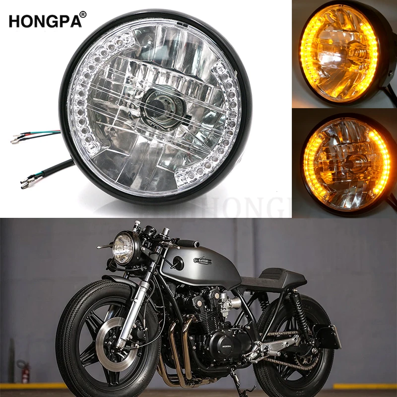 Универсальная круглая фара для мотоцикла 7 &quot12 В с поворотным сигналом Harley Bobber