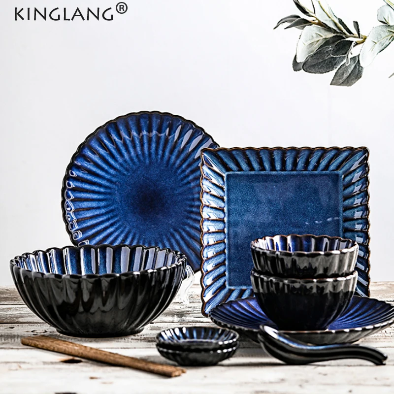 KINGLANG 2/4/6 человек обеденный набор керамический Klin в форме цветка рисовая чаша