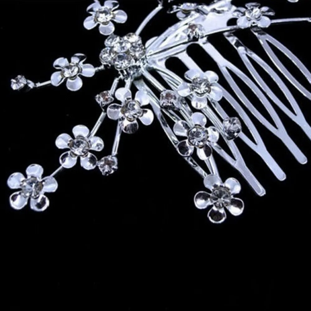 Silver Crystal Flower Head Jewelry Hair Care Chic Heaband Girl Personality Bridal Princess Wedding Delicate | Украшения и