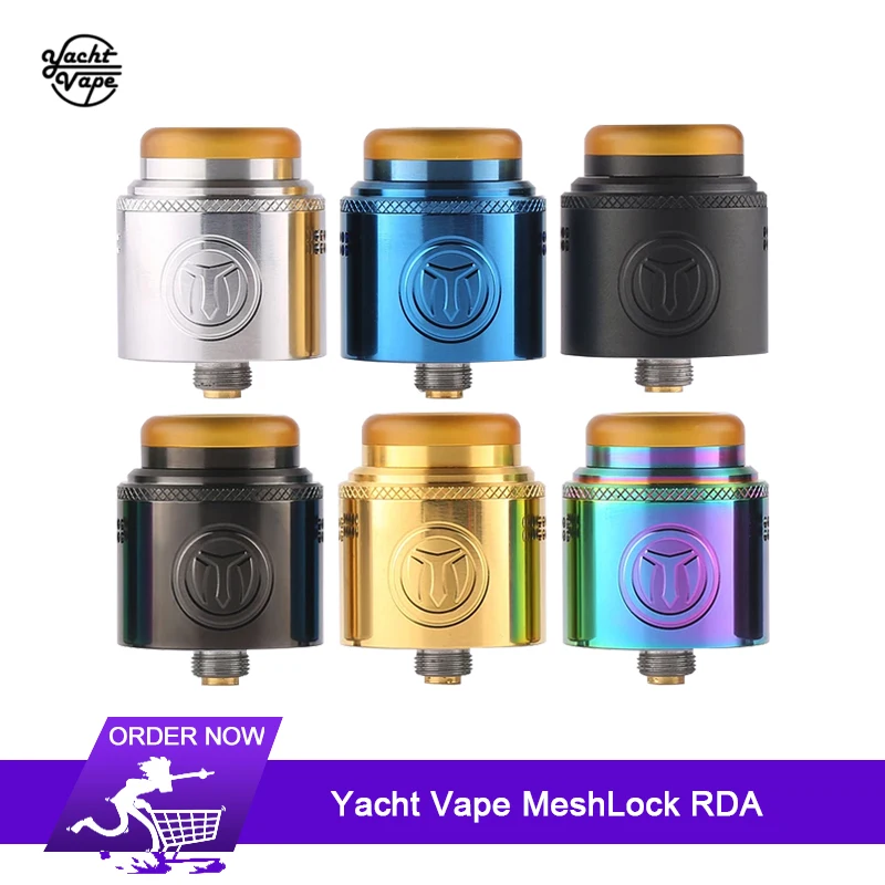 Оригинал Yacht Vape MeshLock RDA 24 мм распылитель нажмите на Открытый Терминалы