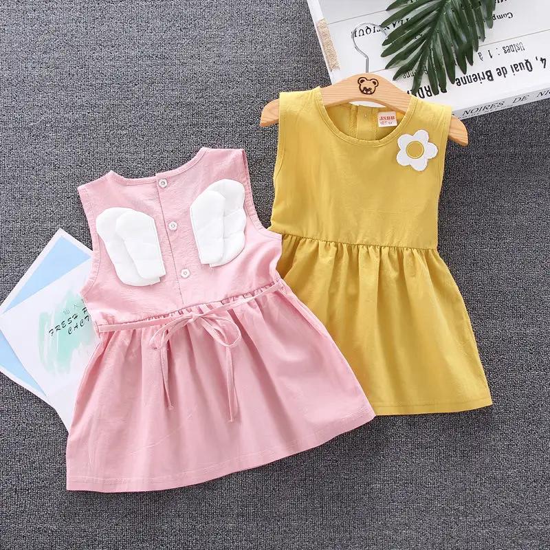

New Kids Dress For Girl Baby Cotton Dress Summer Girl Princess Dress Children Sleeveless Dress Kids Clothing