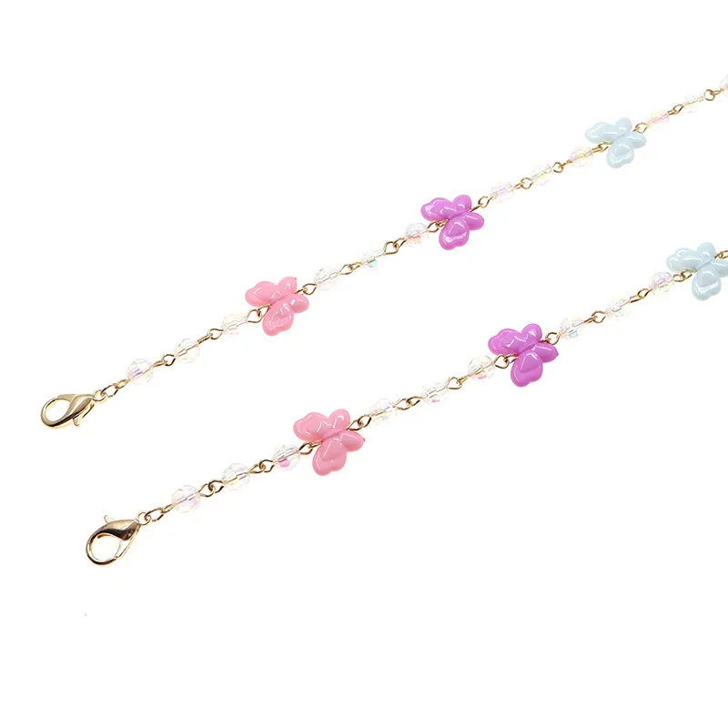 

Butterfly Mix Color Beaded Mask Chain Long Necklace For Women Girl Animal Cute Gifts Anti-lost Rope Necklace Fashion Jewelry New