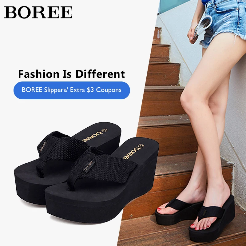Женские шлепанцы на танкетке BOREE Эва повседневные пляжные сандалии платформе