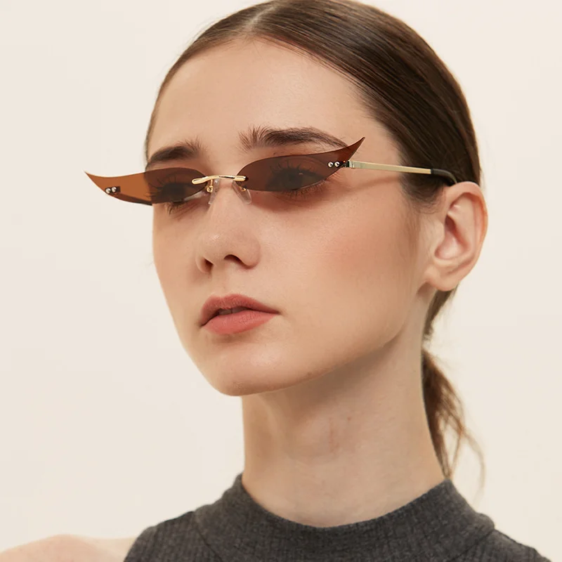 

border No Free shipping metal pointed cat eye party sunglasses women European and American fashion 2021 new sunglasses