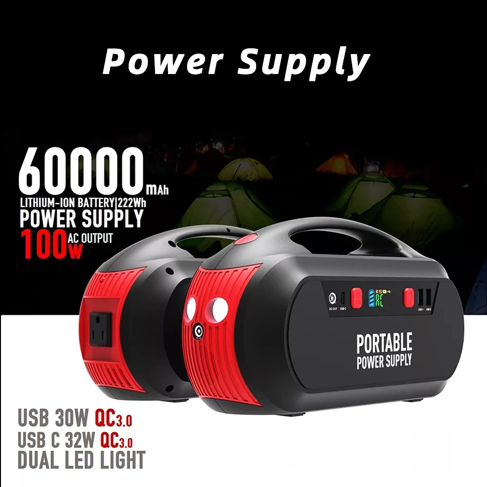 

222Wh 100Watt Portable Power Station Generator With 110V 220V AC Output Power Supply Solar Power Pack For Camping