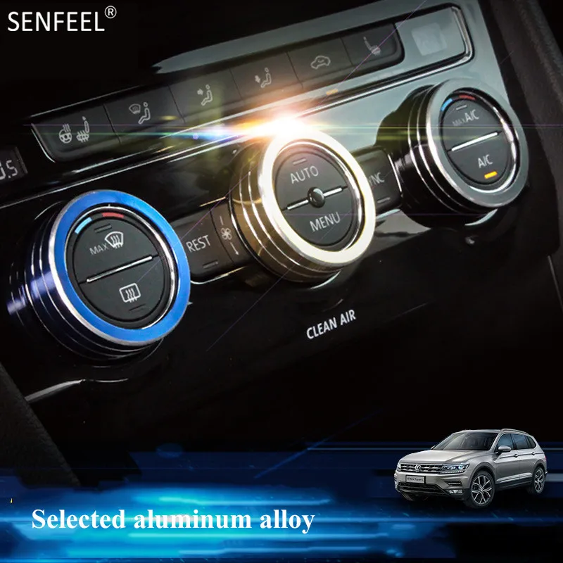 

3pcs For Volkswagen VW Tiguan 2019 2018 Air Conditioning Knob Decorative Cover Interior Mouldings Refit Accessories Car Styling