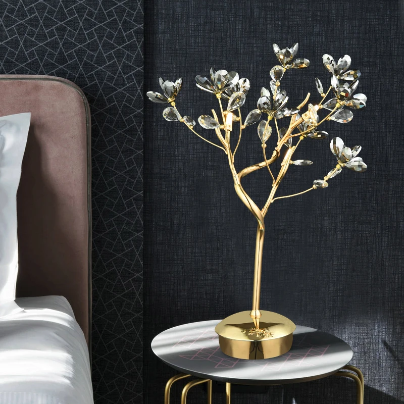 Study Led Crystal Floor Lamp Gold table light G4 led Luminaria Luxury Bedroom Living Room Light reading room Standing Lamp|Напольные