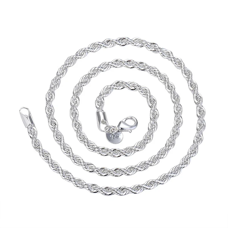 

New Fashion Cuban Chain Punk Twist Necklace Silvery Electroplating Twisted Rope Collar Men's Accessories Holiday Gift
