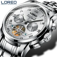 automatic watch men top brand luxury full steel tourbillon sport mechanical watch fashion 50m waterproof men watches loreo 6108