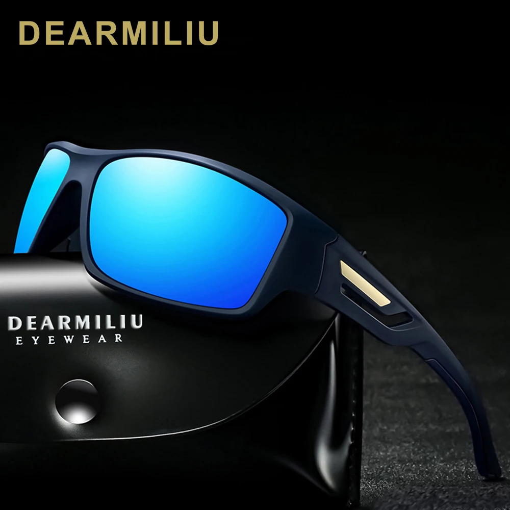 Мужские солнцезащитные очки в квадратной оправе DEARMILIU TR90 поляризационные