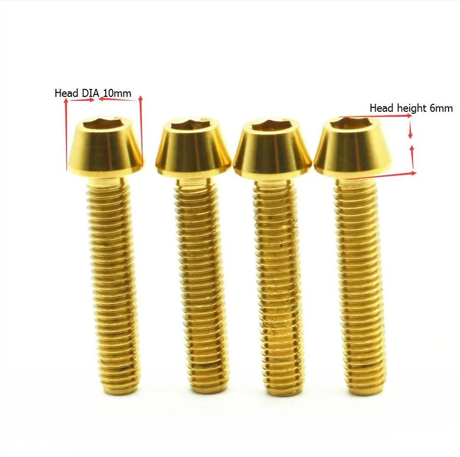 Титановые болты M6 x 10 16 18 20 25 30 35 40 45 50 65 мм шестигранный ключ с конической головкой винт для велосипедной гарнитуры тормоза 1 шт