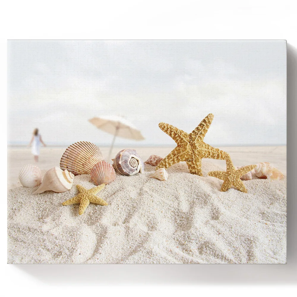 Рамка DIY живопись по номерам Морская звезда ракушка пляжная Акриловая картина
