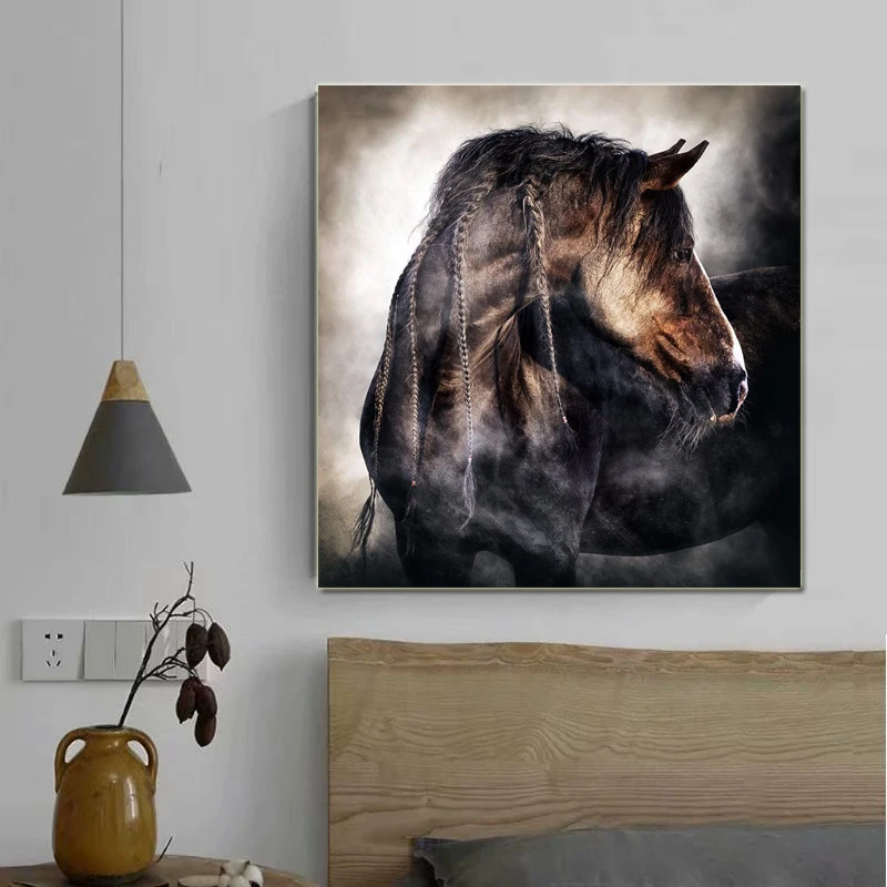 Современный лошадь Wall Art Холст Картина печатный плакат картина постер животного