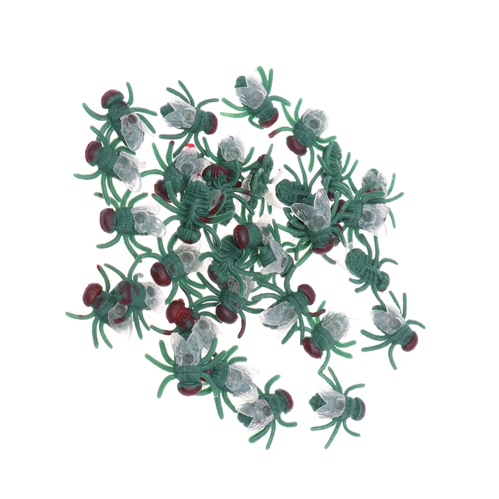 

60pcs Simulation Fly Trick Toys Party Prank Props Mischief Insect Models Kids Accessories for Daily Festival (Black)
