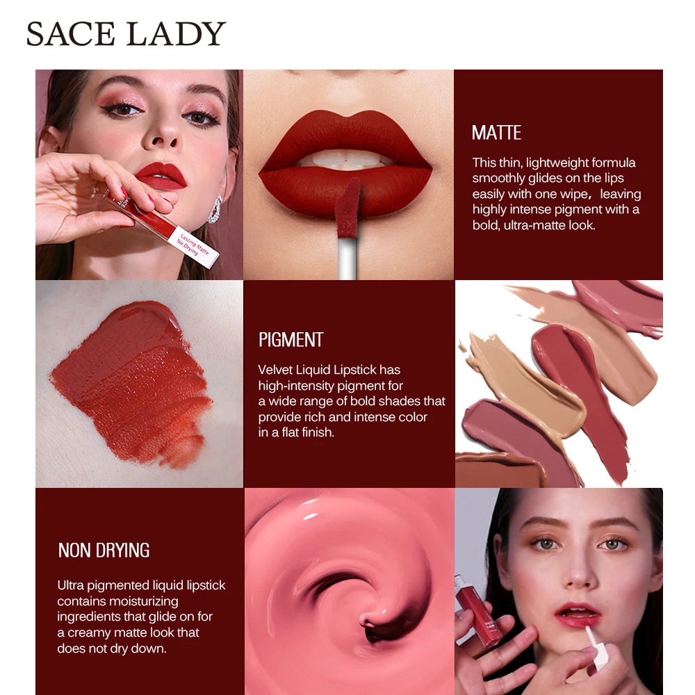 SACE LADY стойкая губная помада макияж Матовая жидкая не высыхающая телесный красный