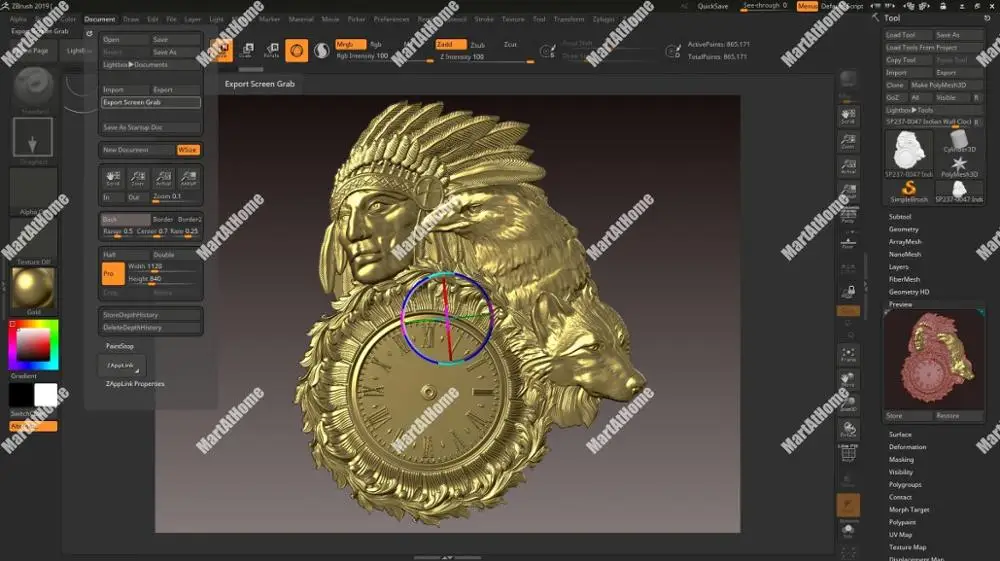 

3D Model STL File Round Carving Drawing Indian Wall Clock for CNC Router Engraving & 3D Printing Relief