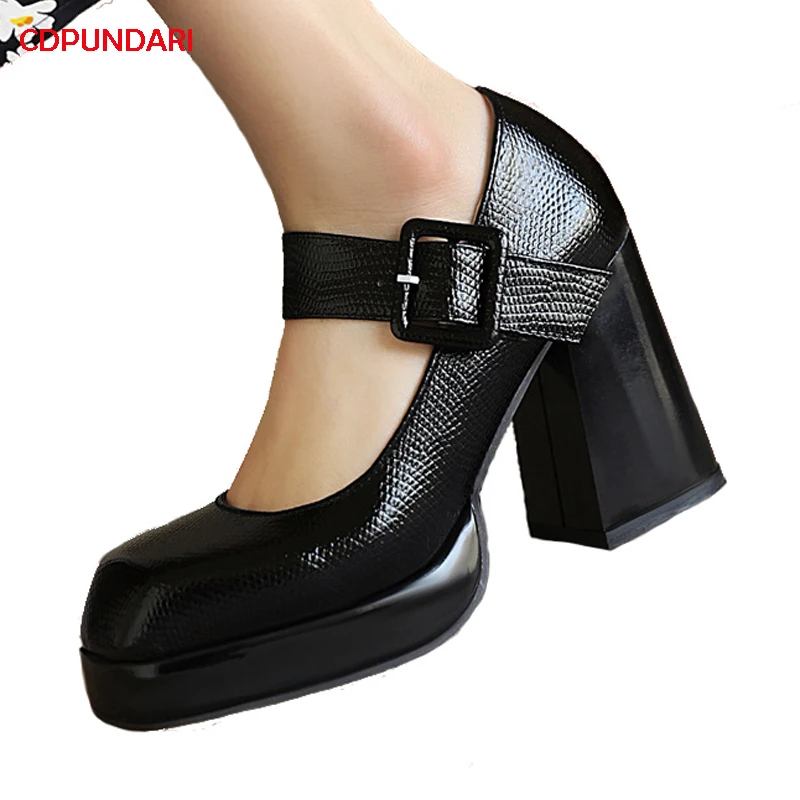 

Black White Mary Janes Super High Heels platforms Pumps Ladies Spring Summer Shallow Party Shoes Plus Size Escarpins Femme