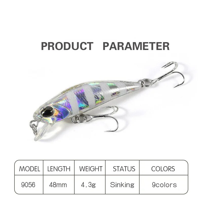 Sinking Minnow Fishing Lure Wobblers Hard Artificial Bait 3D Eyes 48mm 4.3g High Quality Crankbait Plastic Baits Fish Pesca | Спорт и