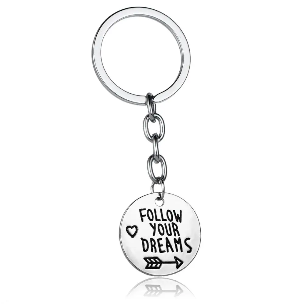

36 шт. вдохновляющие брелоки Follow Your Dreams, Круглая Подвеска со стрелкой, брелок для ключей на выпускной, женский и мужской брелок, горячая распродажа