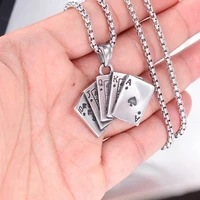 new retro playing card shape pendant necklace mens necklace fashion metal sliding pendant necklace accessories party jewelry