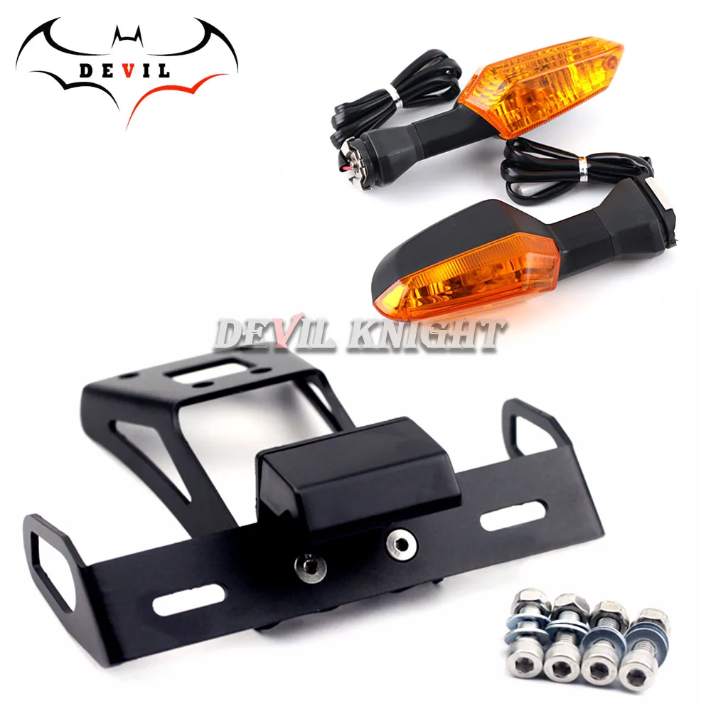 1 plus 1 amber Держатель номерного знака и поворотный сигнальный светодиод свет для KAWASAKI NINJA 250/400 Z400 ХВОСТ Tidy Fender Eliminator - Цвет: 1 plus 1 amber
