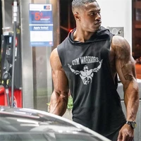 brand gym clothing mens bodybuilding hooded tank top cotton sleeveless vest fitness sweatshirt workout sportswear tops male