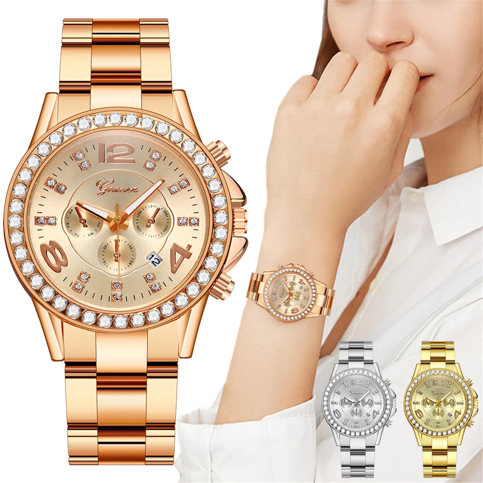 

Luxurious Full Diamond Steel Strip Ms Quartz Analog Watch Diamond Watch montre femme relojes para mujer