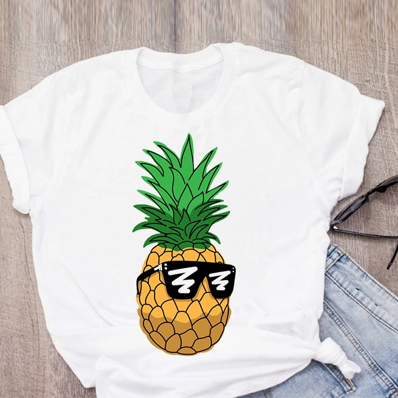 

Women 2021 Summer Pineapple Fruit Cute Cartoon Lady T-shirts Female Harajuku Kawaii Tshirt Casual Short Sleeve Tee Shirts