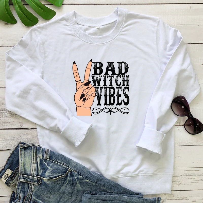 

Цветной плохой ведьмы Vibes Толстовка Высокого Качества ведьма Графический пуловеры на осень подарок на вечеринку в честь Хэллоуина кофты Femme