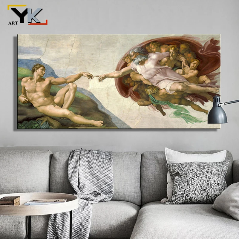 Сикстиновая капелла Потолочная Фреска микеланжело создание плаката Адама