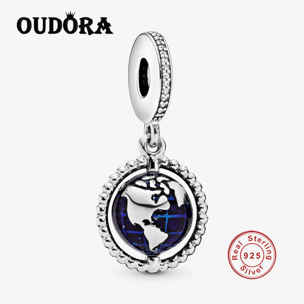 

Spinning Globe Dangle Charm Fit Original Pandora Bracelet Charm 925 Sterling Silver Charm Bead Women Jewelry Berloque Making