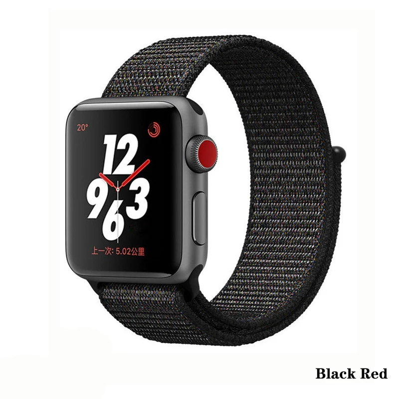 Нейлон pulseira для apple watch band 4 44 мм 40 мм(iwatch 5) apple watch 3 2 1 ремешок 42 мм 38 мм дышащий браслет ремень аксессуары - Цвет ремешка: Black Red