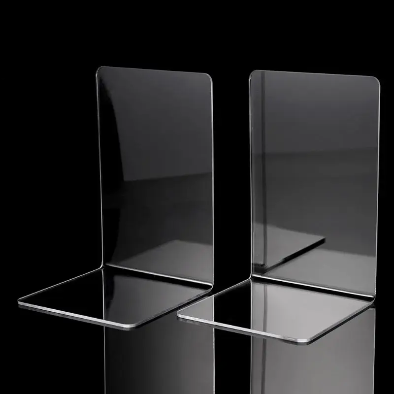 

2Pcs Clear Acrylic Bookends L-shaped Desk Organizer Desktop Book Holder School Stationery Office Supplies Dropshipping